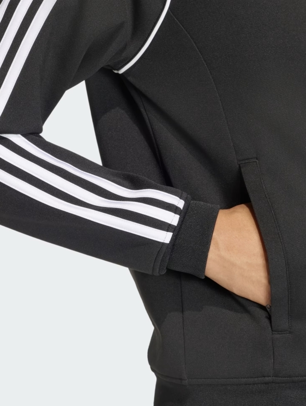 adidas Black Track Jacket with White Three-Stripes Men Size Medium NWT
